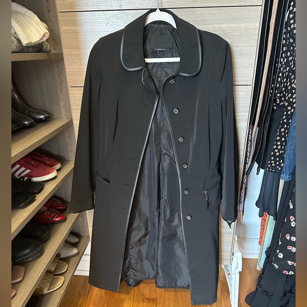 Vintage prada black trench jacket with leather trim - Picture 5 of 12